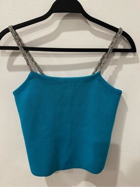 House of Harlow 1960 Teal Tank with Silver Beaded Straps